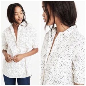 Madewell Oversized Button Up in Polka Dot
